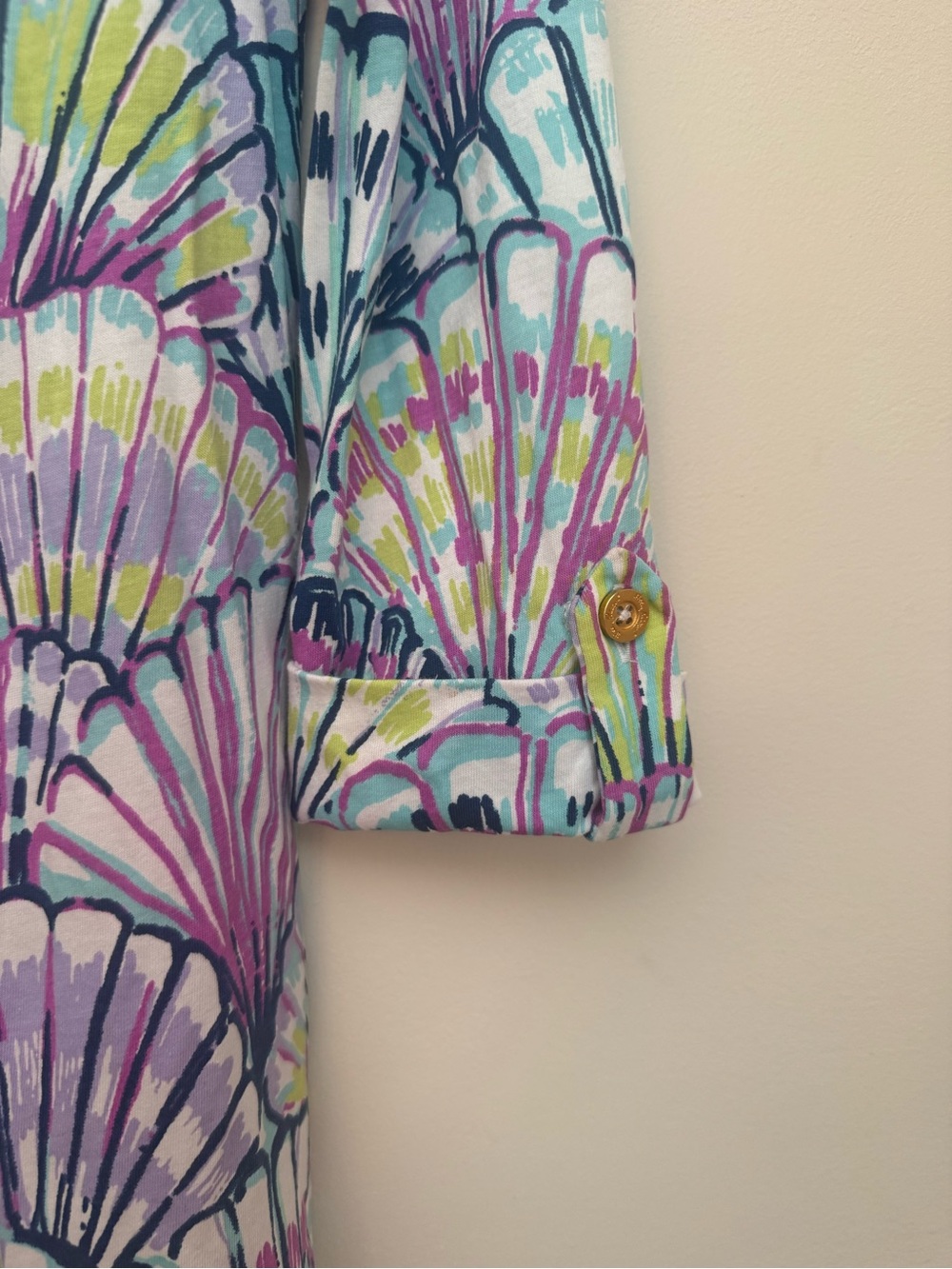 Lilly Pulitzer Linden Dress Oh Shello Shell Print 100% Pima Cotton Women’s XS - Picture 3 of 5